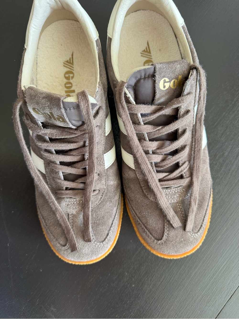Nearly New—Gola Elan Sneakers—Taupe Grey/Off White - Picture 8 of 9